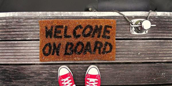 welcome mat on boat with pun 