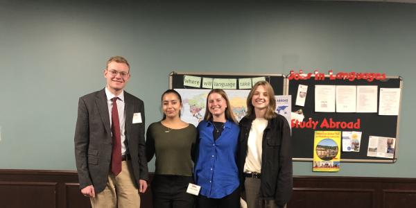 In picture from left to right: Mason Letteau Stallings, Leila El-Badry, Anna Gorman, and Eva Yakushev. [Nikita Bobrusev not pictured.]