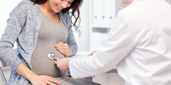 Pregnant woman and healthcare professional