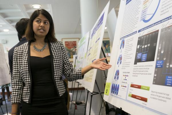 student presents research