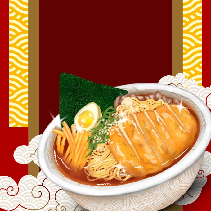 "drawing of a ramen dish"